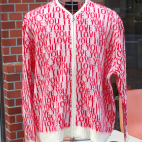 VINTAGE PATTERN SHAGGY ZIP CARDIGAN