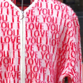 VINTAGE PATTERN SHAGGY ZIP CARDIGAN